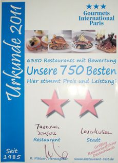 Restaurant / Taverna Jorgos Urkunde 2011